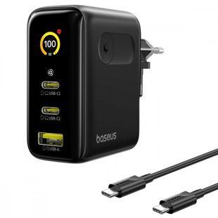 Фото: 1 з 1, Зарядний Пристрій Baseus PicoGo AE21 100W (2Type-C + USB) + Кабель Type-C to Type-C 100W (1.5m) (E0121B00) black, купити за 3 999 грн зі знижкою в Смартс | smarts.ua