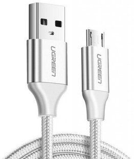 Фото: 1 з 2, Кабель UGREEN US290 USB 2.0 To Micro Cable Nickel Plating Aluminum Braid 2A 1m White (60151), купити за 249 грн зі знижкою в Смартс | smarts.ua