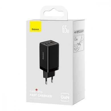 Фото: 11 з 15, Зарядний Пристрій Baseus GaN5 Pro 65W 2C+U (CCGP120201) Чорний, купити за 1 799 грн зі знижкою в Смартс | smarts.ua