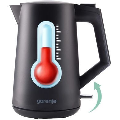 Електрочайник Gorenje 1.7л, Strix контроль, чорний матовий (K17OPB)