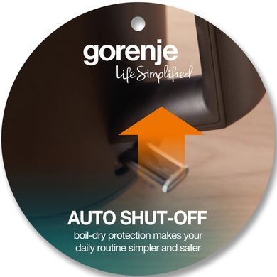 Електрочайник Gorenje 1.7л, Strix контроль, чорний матовий (K17OPB)