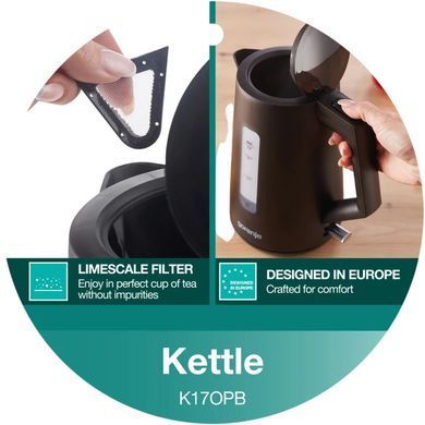 Електрочайник Gorenje 1.7л, Strix контроль, чорний матовий (K17OPB)