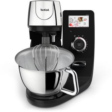 Кухонна машина Tefal I-Coach Touch, 1200Вт, чаша-метал, корпус-метал+пластик, дисплей, насадок-3, підкл. до смартфону, чорний (QB951837)
