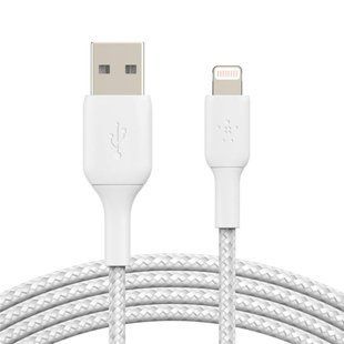 Фото: 1 з 4, Кабель USB-A > Lightning заряджання/синхронізації Belkin 2м, 12Вт, плетений, білий (CAA002BT2MWH), купити за 912 грн зі знижкою в Смартс | smarts.ua