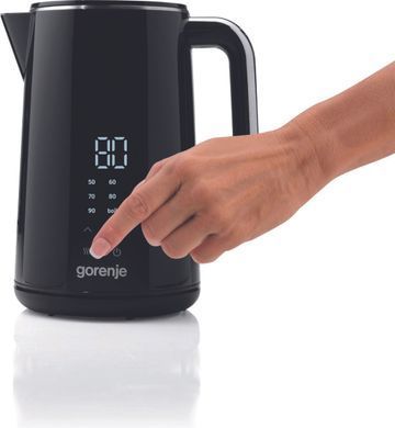 Електрочайник Gorenje 1.7л, подвійні стінки, LED дисплей, Strix контроль, чорний (K17DWD)