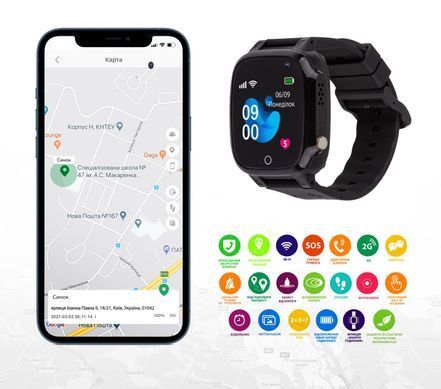 Фото: 2 з 5, Смарт-часы для детей AmiGo GO008 MILKY GPS WIFI Black, купити за 1 899 грн зі знижкою в Смартс | smarts.ua