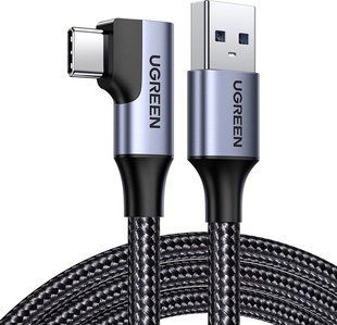 Фото: 1 з 2, Кабель UGREEN US385 USB-A Male To USB-C Male 3.0 3A 90-Degree Angled Cable 1m Black (20299), купити за 449 грн зі знижкою в Смартс | smarts.ua