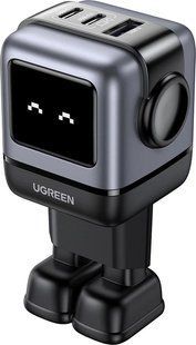 Фото: 1 з 2, Мережевий Зарядний пристрій UGREEN CD361 USB+2xUSB-C 65W Robot GaN Tech Fast Charger (25685B) Grey, купити за 2 799 грн зі знижкою в Смартс | smarts.ua