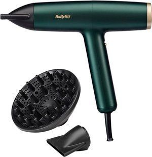 Фен Babyliss Air Power Pro, 1700Вт, 3 режими, дифузор, іоніз-я, хол. обдув, зелений (D6555DE)
