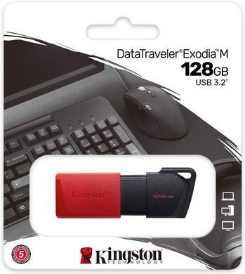 Фото: 3 з 3, Флеш-пам'ять USB Kingston DT Exodia M 128GB Black + Red USB 3.2 (DTXM/128GB), купити за 669 грн зі знижкою в Смартс | smarts.ua