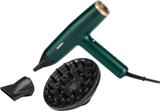 Фен Babyliss Air Power Pro, 1700Вт, 3 режими, дифузор, іоніз-я, хол. обдув, зелений (D6555DE)