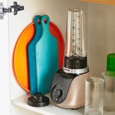 Фото: 12 из 13, Блендер Tefal стаціонарний Blend UP, 1000Вт, чаша-700мл, тритан, чорно-золотистий (BL190AF0), купить за 3 599 грн со скидкой в Смартс | smarts.ua