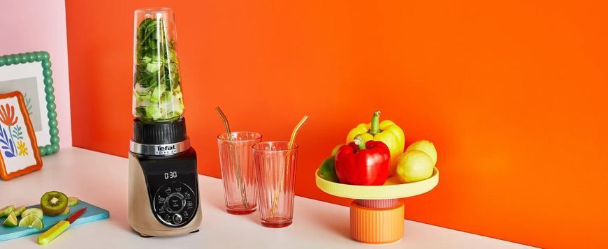 Фото: 13 из 13, Блендер Tefal стаціонарний Blend UP, 1000Вт, чаша-700мл, тритан, чорно-золотистий (BL190AF0), купить за 3 599 грн со скидкой в Смартс | smarts.ua