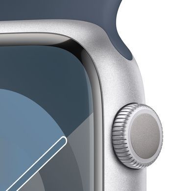 Фото: 3 з 8, Смарт-годинник Apple Watch Series 9 GPS 41mm Silver Aluminium Case With Storm Blue Sport Band M/L MR913, купити за 17 299 грн зі знижкою в Смартс | smarts.ua