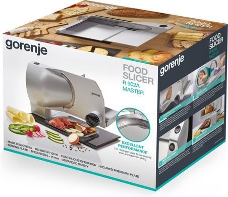 Скиборізка Gorenje, 100Вт, лезо-нержавіюча сталь, діаметр ножа-170мм, корпус-метал, сірий (R902A)