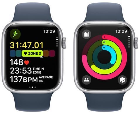 Фото: 8 з 8, Смарт-годинник Apple Watch Series 9 GPS 41mm Silver Aluminium Case With Storm Blue Sport Band M/L MR913, купити за 17 299 грн зі знижкою в Смартс | smarts.ua