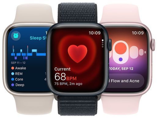 Фото: 7 з 8, Смарт-годинник Apple Watch Series 9 GPS 41mm Silver Aluminium Case With Storm Blue Sport Band M/L MR913, купити за 17 299 грн зі знижкою в Смартс | smarts.ua