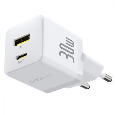 Фото: 3 з 7, Зарядний Пристрій Baseus Palm Fast Charger Type-C+USB 30W (P1011160A213-00) white, купити за 849 грн зі знижкою в Смартс | smarts.ua
