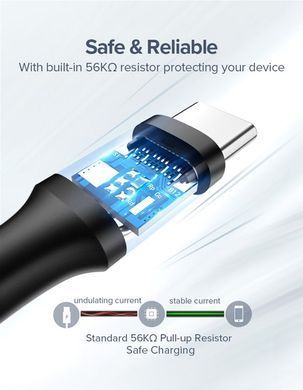 Фото: 3 из 3, Кабель UGREEN US287 USB 2.0 To USB Type-C Cable Nickel Plating 3A 0.5m Black (60115), купить за 149 грн со скидкой в Смартс | smarts.ua
