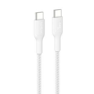 Фото: 1 з 3, Кабель USB-C > USB-C заряджання/синхронізації Belkin 1м, 240Вт, Type-C, плетений, білий (CAB025HQ1MWH), купити за 799 грн зі знижкою в Смартс | smarts.ua
