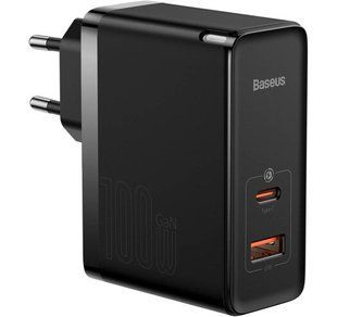 Фото: 1 з 6, Зарядний Пристрій Baseus GaN5 Pro Fast Charger C+U 100W (Cable Type-C to Type-C 100W(20V/5A) 1m) CCGP090201 Black, купити за 2 599 грн зі знижкою в Смартс | smarts.ua