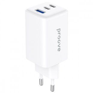 Фото: 1 з 2, Зарядний Пристрій Proove Pocket GaN 65W (2Type-C + USB) (WCPG65121202) white, купити за 1 399 грн зі знижкою в Смартс | smarts.ua